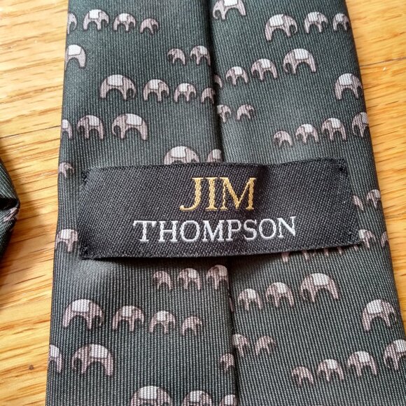 Vintage Elephant Neck Tie Jim Thompson Made in Thailand Necktie - Picture 3 of 11